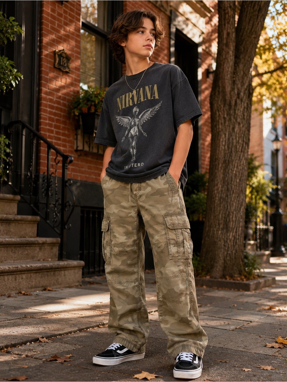 Abercrombie Kids 11/12 Camo Baggy Cargo Pants Utility Drawstring